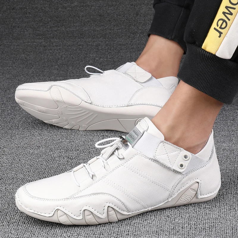 

Fashion Men White Moccasins Comfortable Driving Shoes for Men Leather Casual Shoes Walking Sneakers Octopus Shoes Men's Loafers