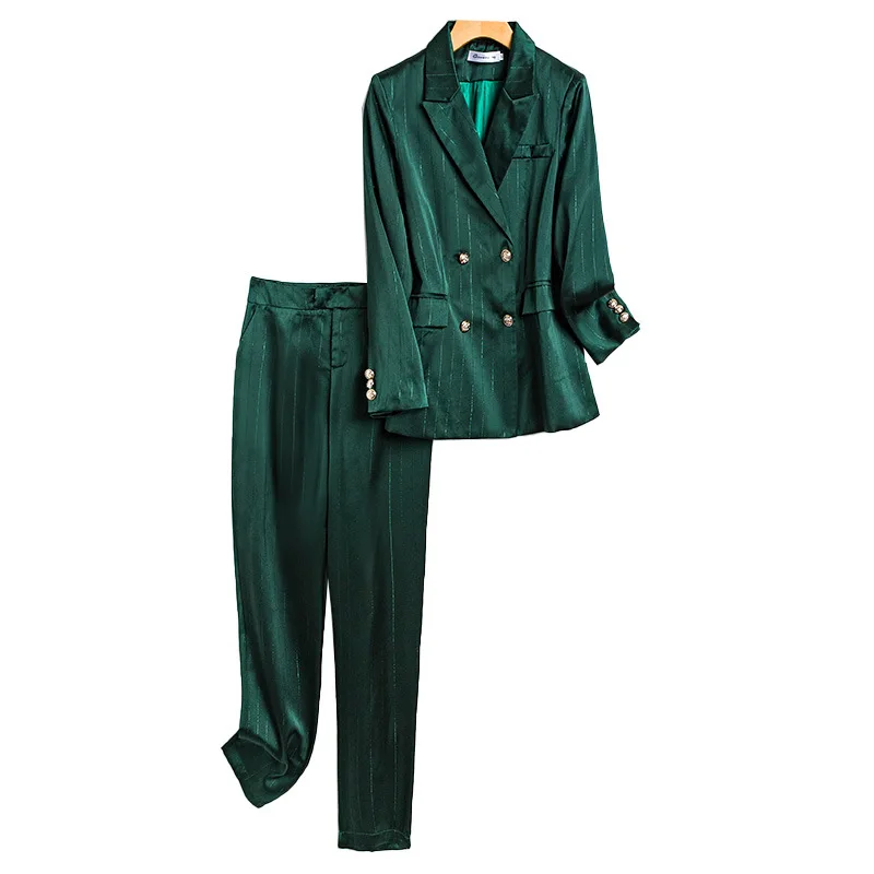 

Women's suit striped double-breasted women suit fashion temperament Slim fit office lady women pants suit костюм брючный женский