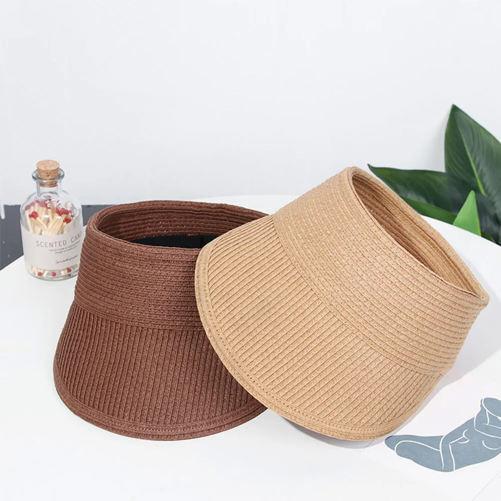 2021 Women's Summer Hat Foldable Portable Beach Straw Cap Sun Visors Protection Outdoor Sport Fishing Wide Brim Female | Аксессуары