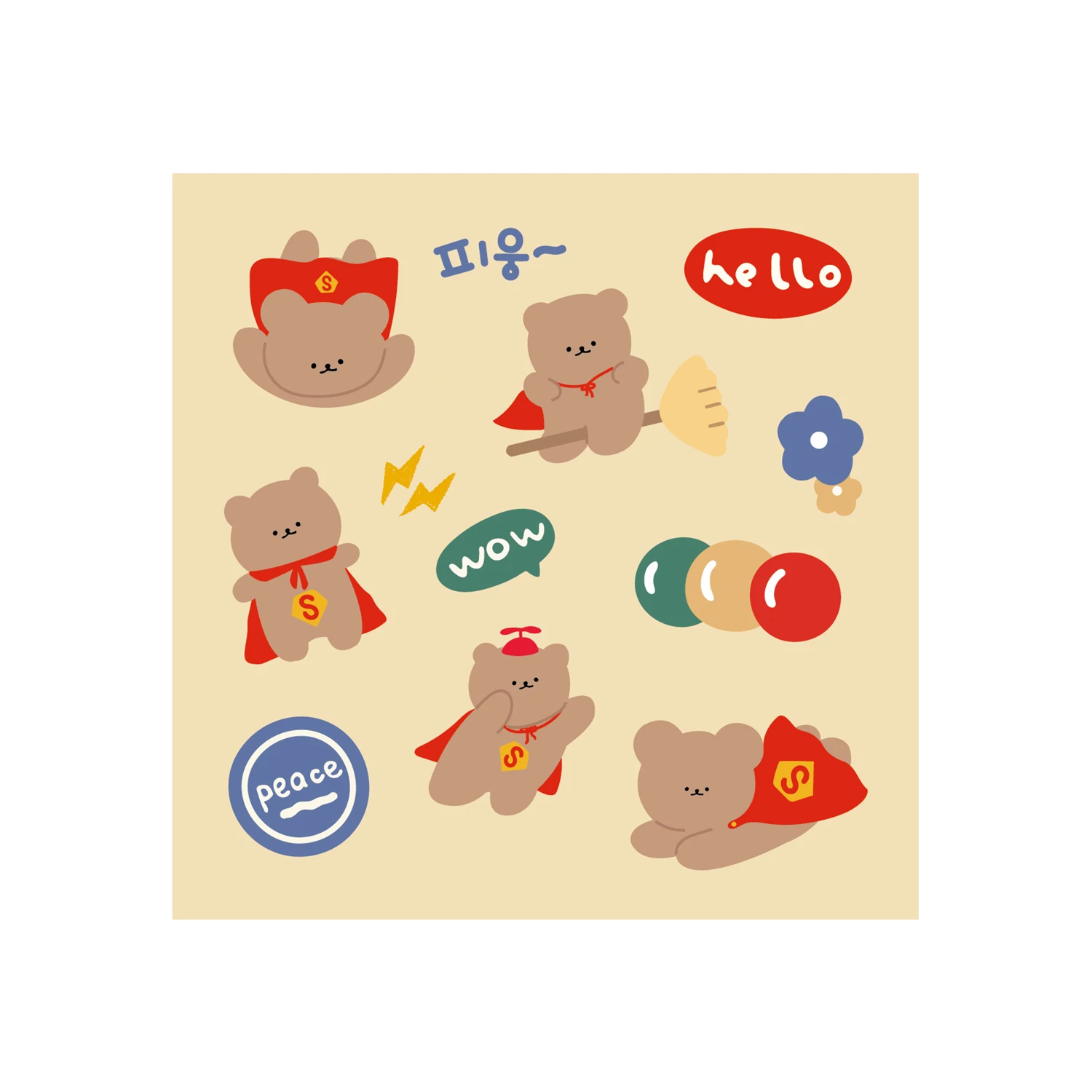 

Mohamm 1Pcs Lovely Cartoon Cute Cross-Dressing Bear Series Decoration PVC Sticker Creative Stationary School Supplies