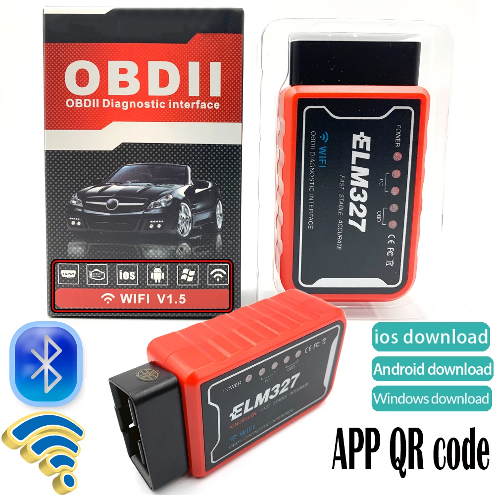 Bluetooth ELM327 V1.5 Wifi OBD2 II автомобильный диагностический инструмент PIC18F25K80 чип