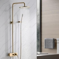 brushed gold shower set 10 shower faucet bathroom rain showerhead and 3 setting handheld shower head