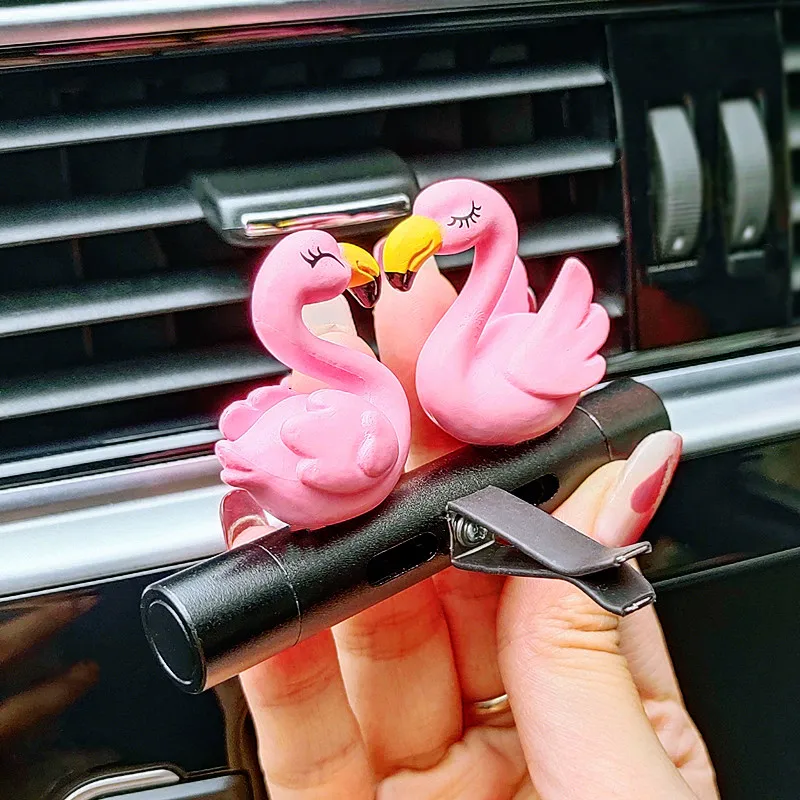 

Pink Flamingo Car Air Freshener A Pair of Loving Flamingos Car Decoration Accessories Interior Air Vent Clip Aromatherapy Gift