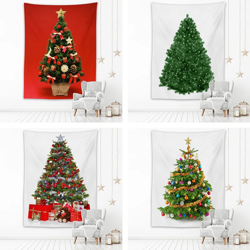 

Christmas Tree Print Wall Hanging Tapestry Bedroom Home Decoration Large Size Bohemian Room Hanging Cloth Curtains Decor