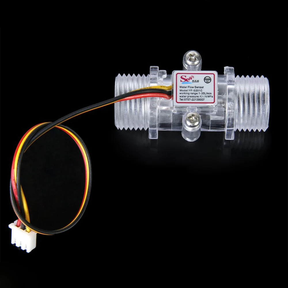 YIMAKER G1/2 дюйма DC3.5V-12V датчик расхода воды контроль воды прозрачное измерение зал датчик потока индикатор