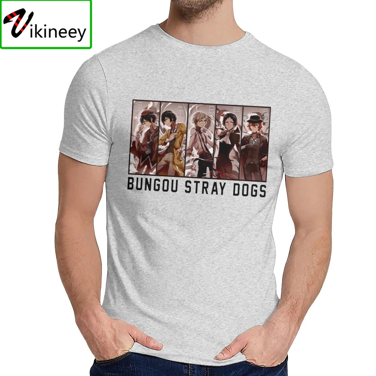 Футболка мужская хлопковая с круглым вырезом уличная одежда аниме бродячие псы