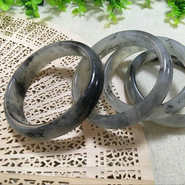 

Natural hand-carved ink floating flower jade bracelet Ice enamel jade bracelet women real jade bangle jade jewelry jadeite jade