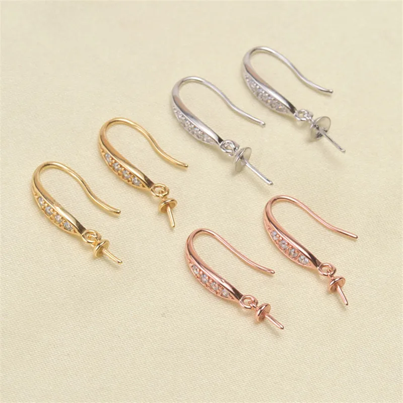 

925 Sterling Silver Plating Earrings Pearl Earrings Accessories Findings Earrings Jewelry Parts Fittings Mountings DIY Girl Gift