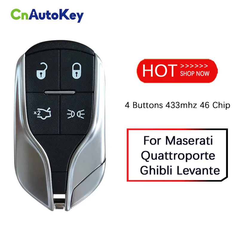 

CN089001 Aftermarket For Maserati Quattroporte Ghibli Levante 4 Buttons Smart Remote Car Key With 433mhz 46 Chip