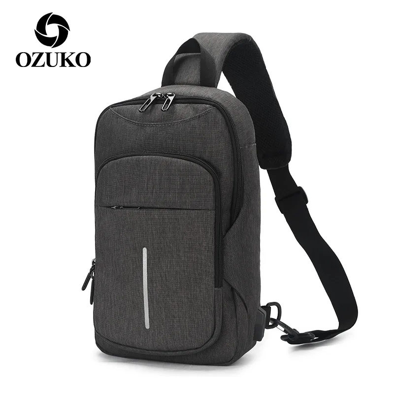 Ozuko/Новинка; Мужская однотонная сумка-мессенджер из ткани Оксфорд; унисекс; Usb; деловая мужская сумка-мессенджер; Повседневная Сумка-тоут на одно плечо для подростков - Цвет: black