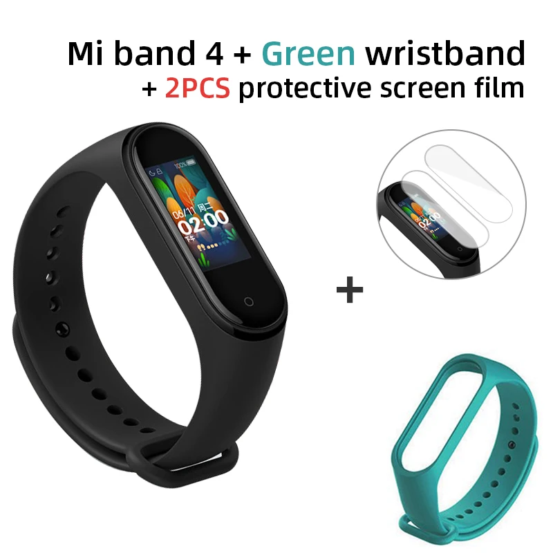 Band 4 add green Глобальная версия, Xiaomi Mi band 4 Смарт часы, фитнес браслет, трекер сердечного ритма, цветной дисплей, мгновенное сообщение, 135 мА/ч умные часы,xiomi - Color: Band 4 add green