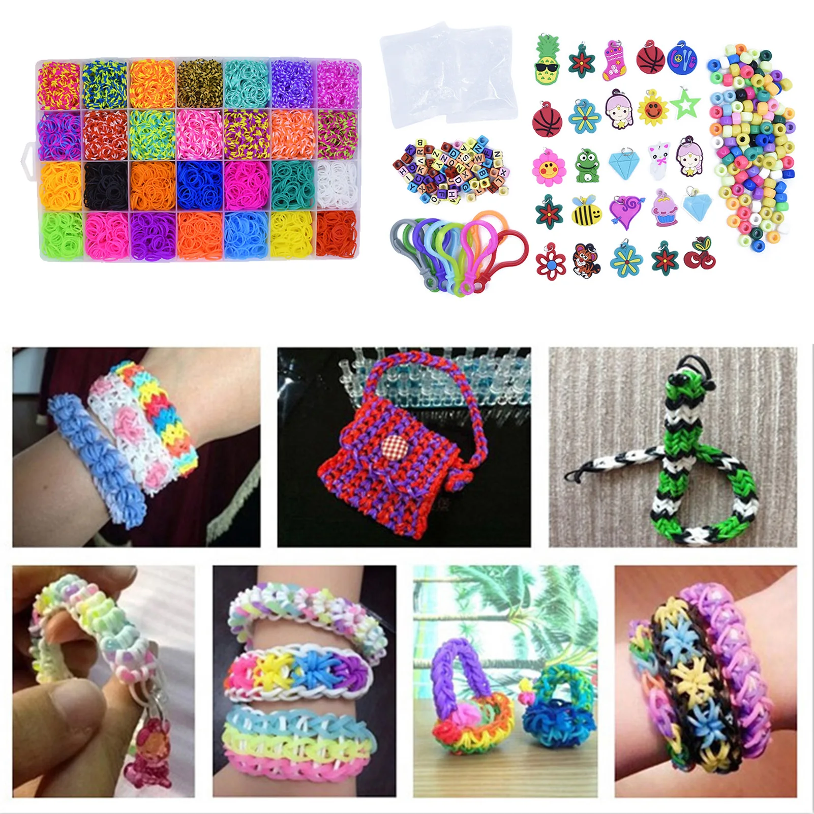 

DIY Loom Set Kits Colorful Bands Premium Rubber Bands Bracelet Kit Rubber Band DIY Color Handmade Knitting Gift For Girls