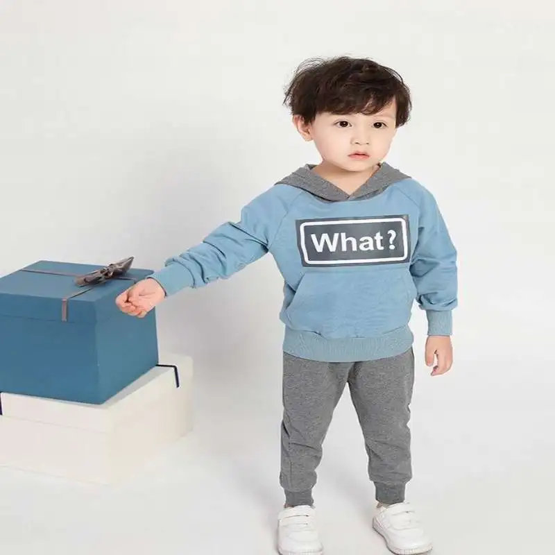 2021 Spring and Autumn Boys Children Suits cotton Long Sleeve hoodie +Sports Pants 2pcs Set Boy Clothes E3609 | Детская одежда и