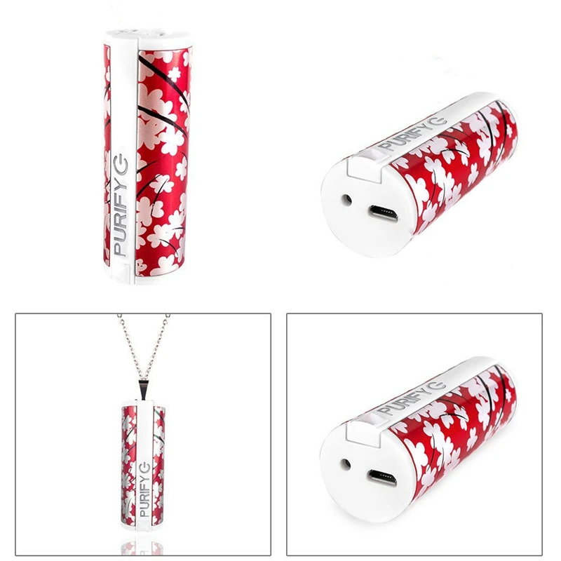 

2 Pcs Wearable Air Purifier Necklace Mini USB Air Cleaner Negative Ion Generator Car Air Freshener, Red & Black