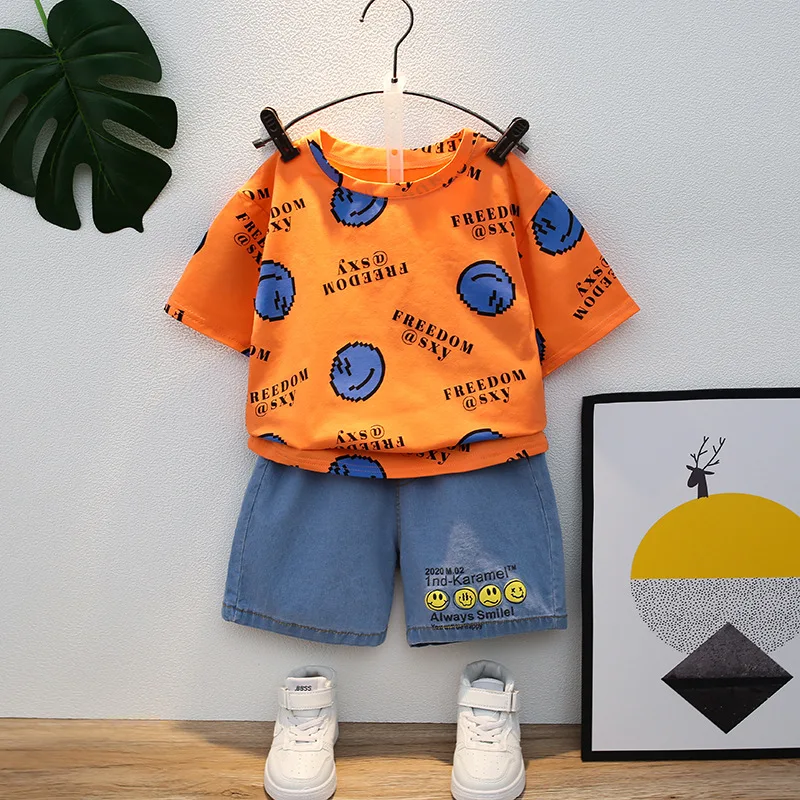 

Children New Boys Summer T Shirt Letter Print 2pcs Clothing Sets Children's Shorts T Shirt Sport Suit Boy Fashion Clothing Set