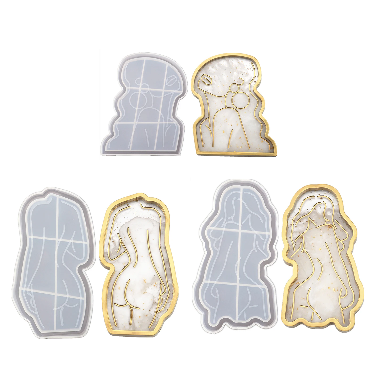 

Tray DIY Epoxy Crystal Resin Silicone Mold Girl Model Body Abstract Plate Plate Mirror Tray Silicone Mold Gifts