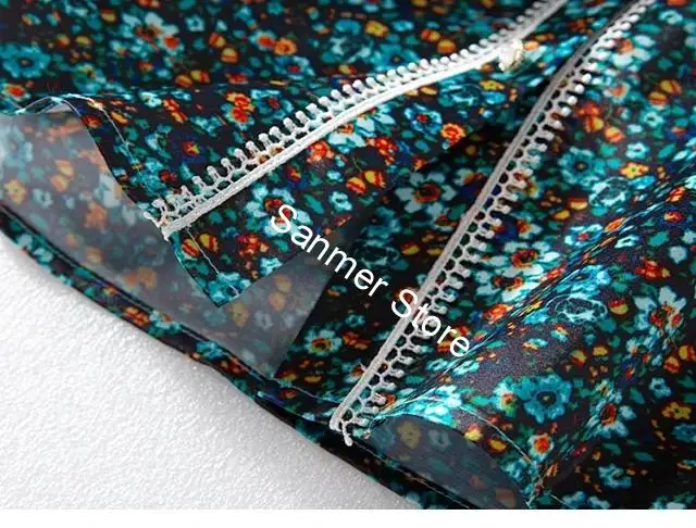 

Women Peter pan Collar Shirt Oil Painting Floral Puff Sleeve Embroidered Vintage Single Breasted Ladies Casual Blouse Top Summer