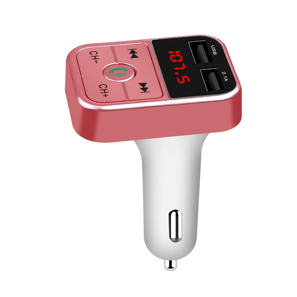 Rose gold Двойной USB 3.1A зарядное устройство для телефона автомобильный fm-передатчик Bluetooth 4,2 стерео Mp3 плеер u-диск TF карта воспроизведения цифровой вольтметр - Название цвета: Rose gold