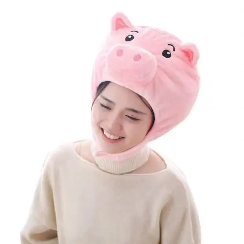 Pink Pigs В виде милой панды шапочки с наушниками шапка головной убор теплые наушники косплей реквизит для фотографий для детей костюм теплый пушистый развивающие игрушки - Цвет: Pink Pigs