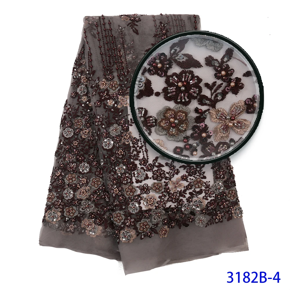 High quality French Handmade Beads Laces Fabrics 2020 Nigerian Popular Tulle Lace Fabric For Bridal Wedding Dress | Дом и сад