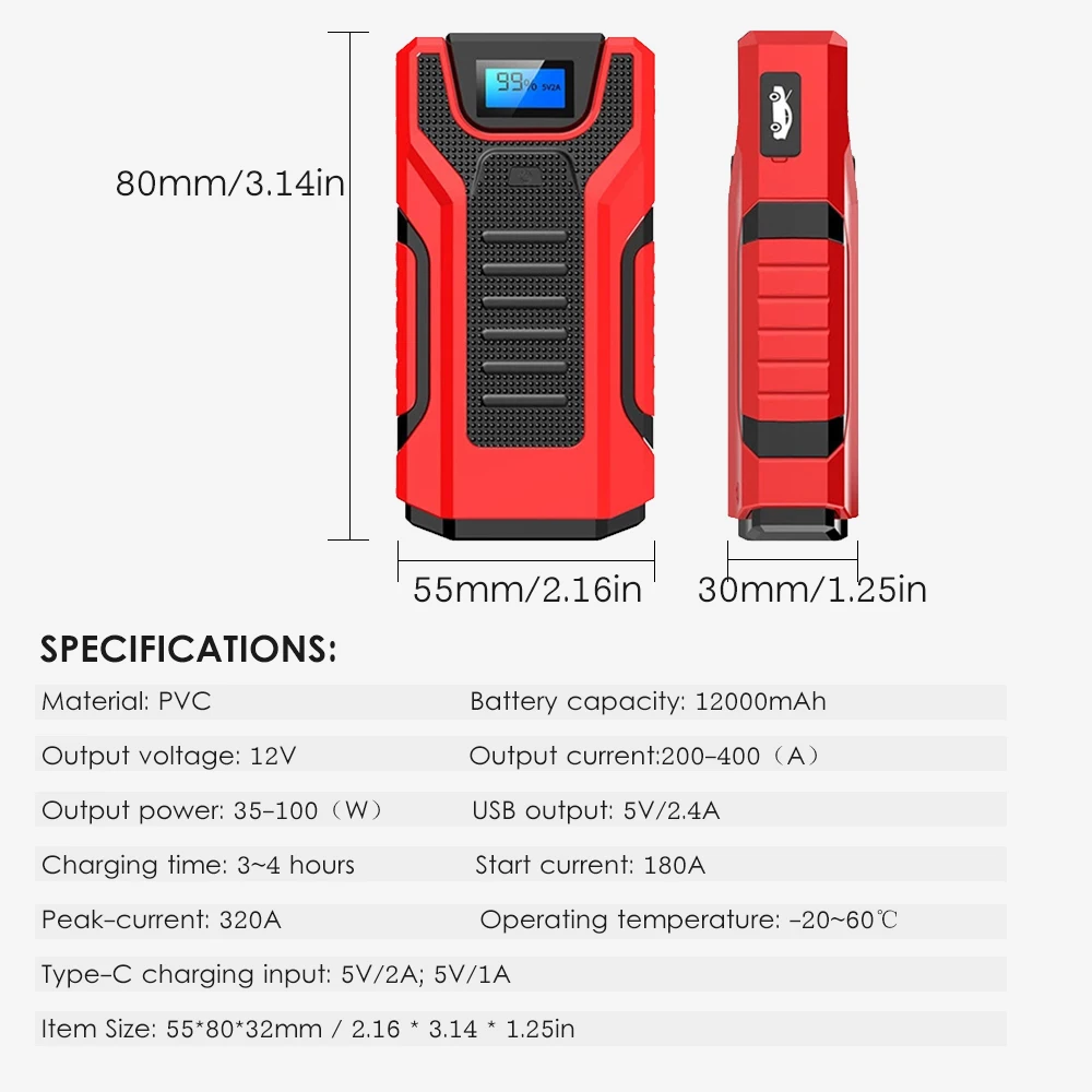 Автомобиль скачок стартер 12V 12000 мА/ч Ёмкость Авто Батарея усилитель Портативный