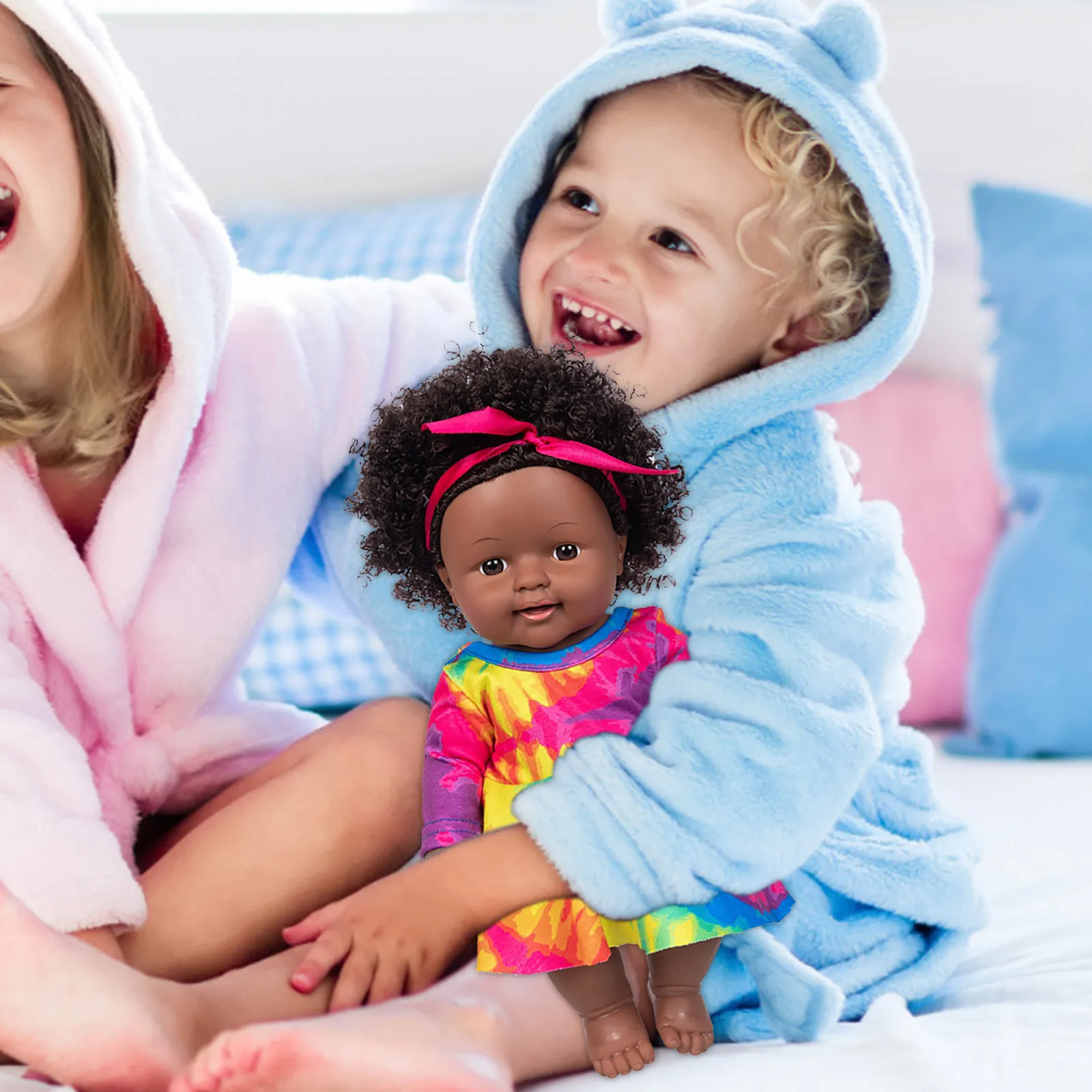 

dolls Black African Black Baby Cute Curly Black 35CM Vinyl Baby Toy Baby Toy Dolls toys for girls bonecas infantil meninas#L35