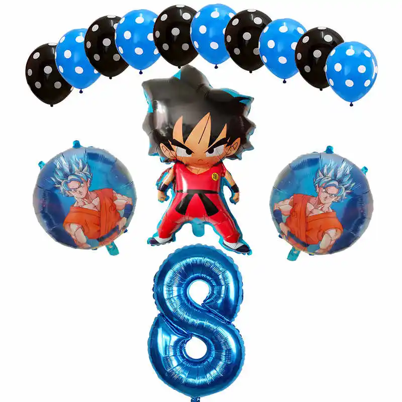 Темный хаки 14 шт./компл. с мультяшными принтами, 7 Dragon Ball шар вуконг» Фольга шар шара с цифрой День рождения украшения Гоку для мальчиков детские игрушки расходные материалы - Цвет: Темный хаки