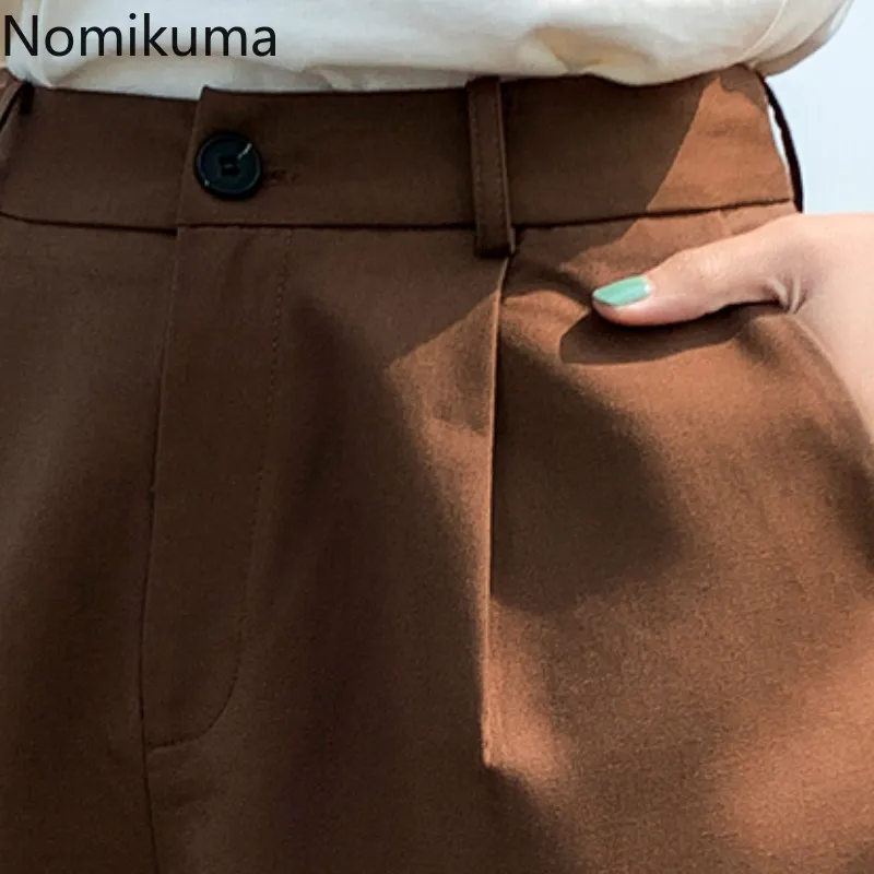 Nomikuma High Waist Shorts Women Solid Color Suit Short Pants Female Korean BF Style Streetwear 2020 New Leisure Daily 3a764 | Женская