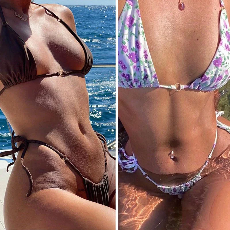 

Sexy Bikini Solid Swimsuit Tanga Biquini Micro Bikini Set Hollow Out Swimwear Bathing Suit Women Thong Bikinis Swimsuit Women