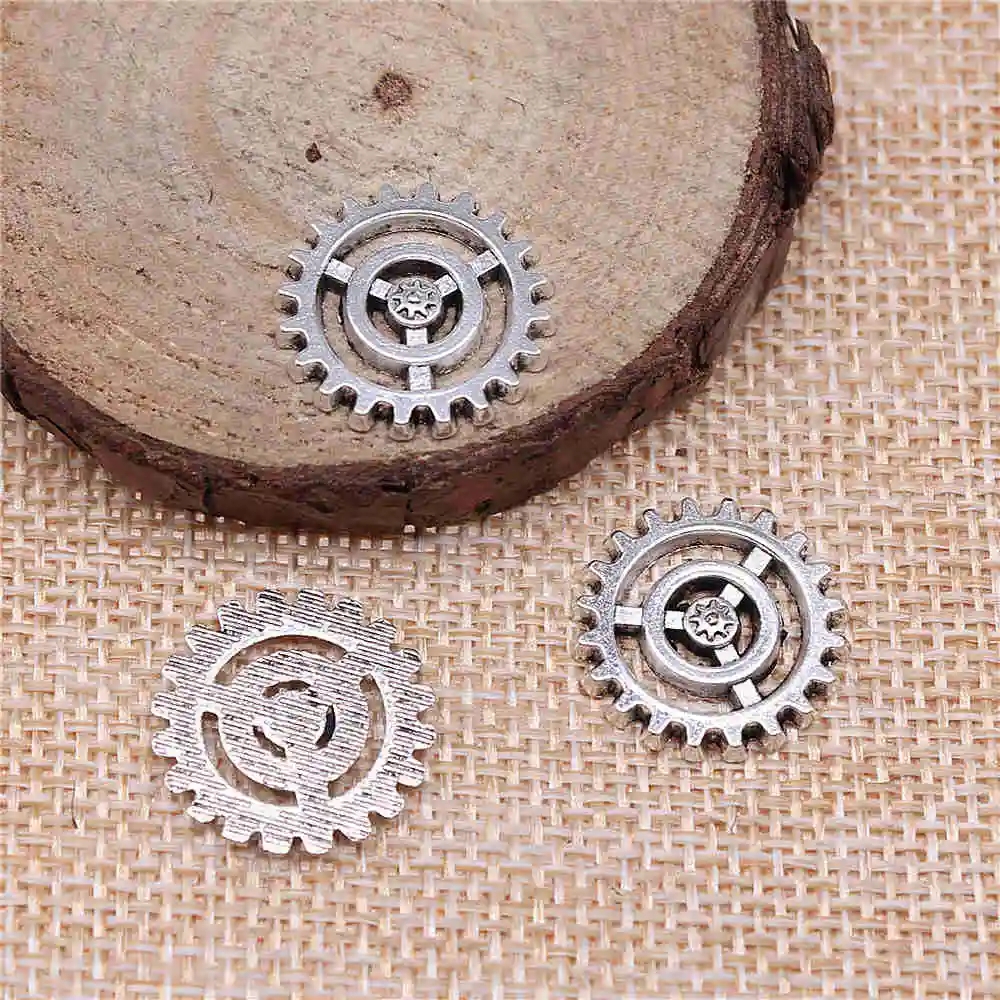 

Handmade Pendants For Jewelry Accessories 20pcs Steampunk Gear Charms 17mm Antique Silver Plated