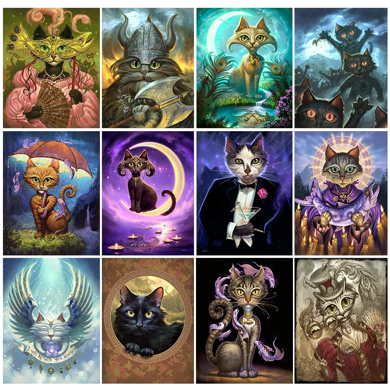 5D DIY алмазная живопись кот полная квадратная/круглая Алмазная вышивка кошки
