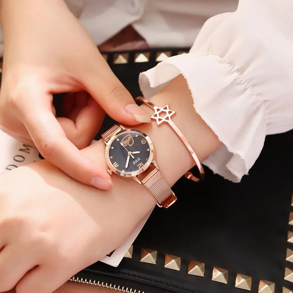 Часы женские кварцевые из нержавеющей стали под розовое золото | Наручные часы