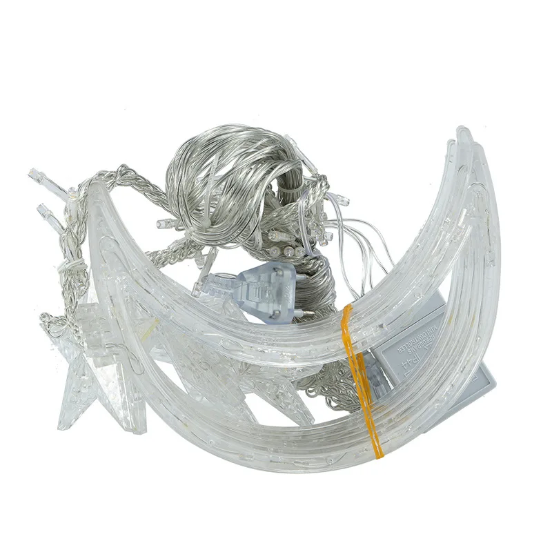 

Moon Star LED Curtain Lights 220V EU Plug Fairy Christmas Garlands Outdoor Decoration Holiday Festival LED Twinkle String Lights