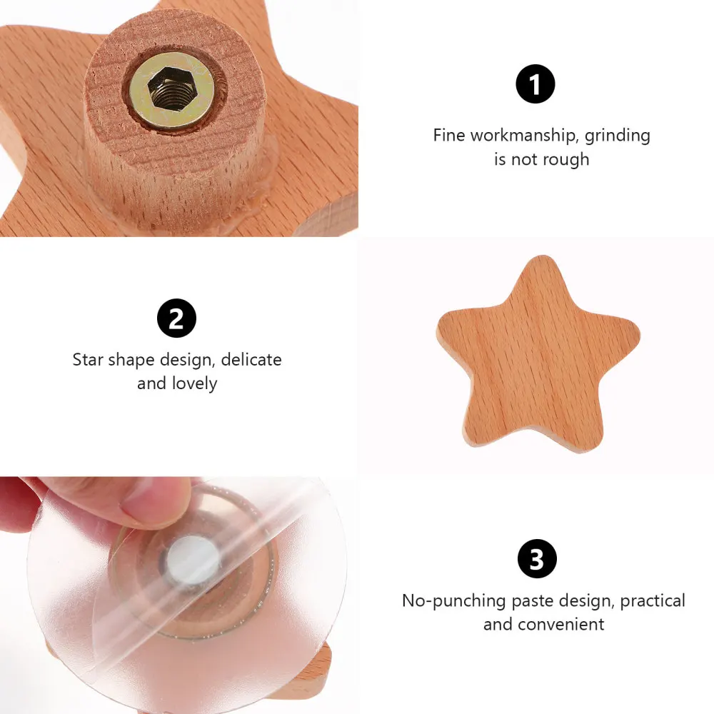 

3Pcs Punch Free Wall Hooks Self-Adhesive Wooden Hooks Home Storage Hooks