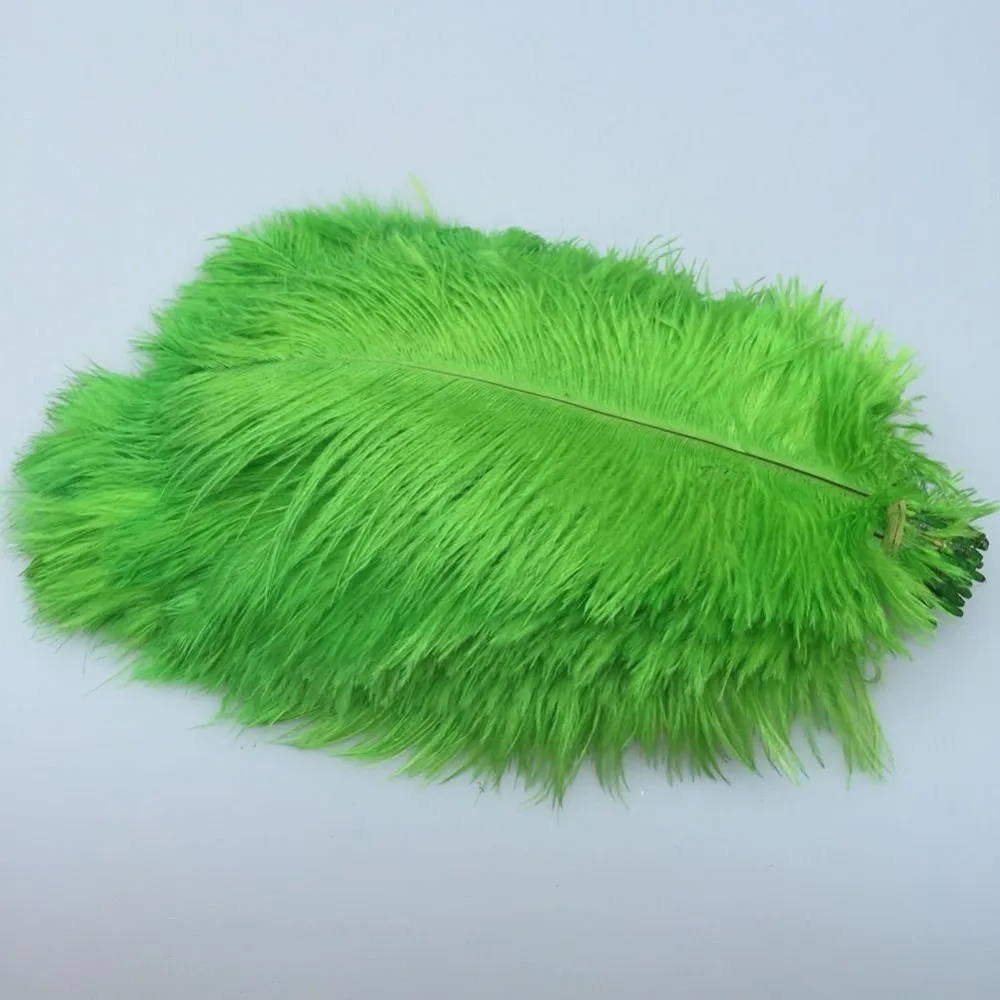 Оптовая торговля жесткая Удочка 10 шт./лот натуральные зеленые страусиные перья