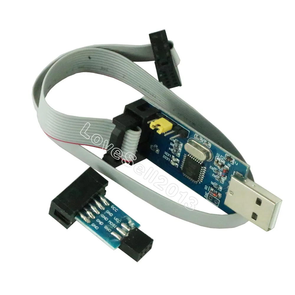 2 шт./компл. 10Pin до 6 Pin адаптер доска+ USBASP USBISP AVR программист USB ATMEGA8 ATMEGA128 ATtiny/CAN/PWM 10Pin провод модуль "сделай сам"