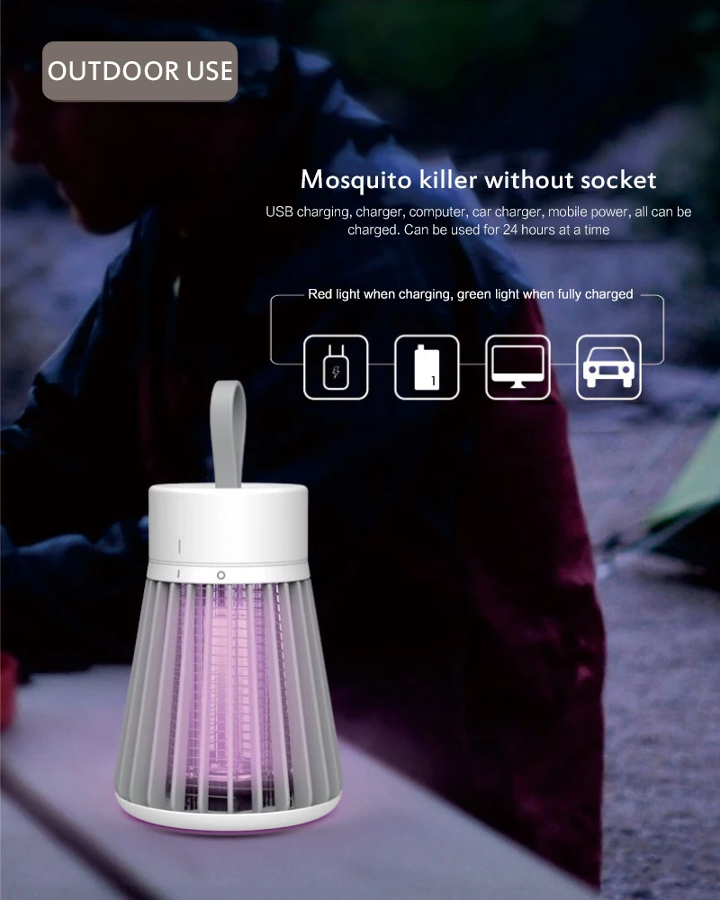 

Electric Shock Type Mosquito-repellent Photocatalyst Physical Mosquito Killing Lamp LED Portable USB Mosquito Insect Killer Lamp