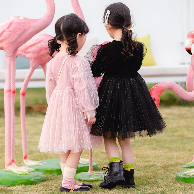 Весна 2020 платья для девочек детская одежда пышные вязаные принцессы из газовой
