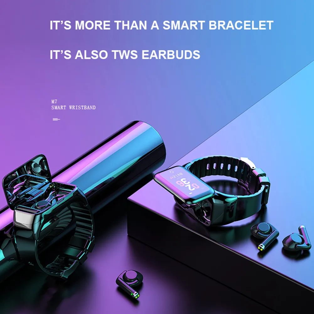

Smart Watch 2 In 1 Multifunctional Stylish Wireless Bluetooth Headset Bracelet Fitness Tracker Wristband Earphone Imaginative