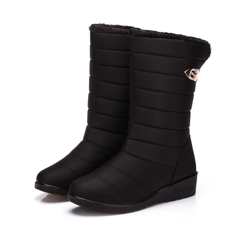 Женские нескользящие ботинки до середины икры зимние водонепроницаемые на