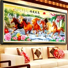 Набор для вышивки крестиком 11CT, Набор для вышивки сделай сам с принтом лошадей, цветущих пионов, цветов, пейзажа