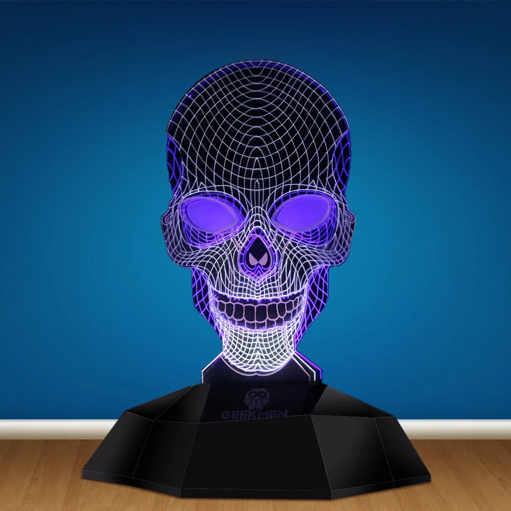 Новинка 3D искусство геометрический череп линейная лампа скелет USB настольная