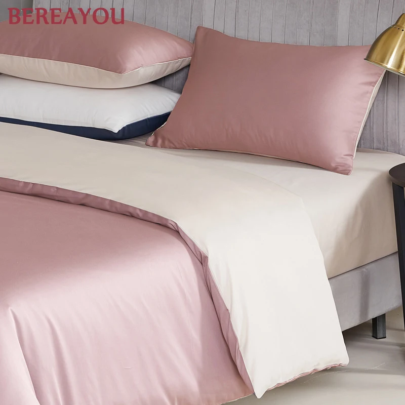 Постельное белье в скандинавском стиле хлопковое атласное Роскошное однотонное