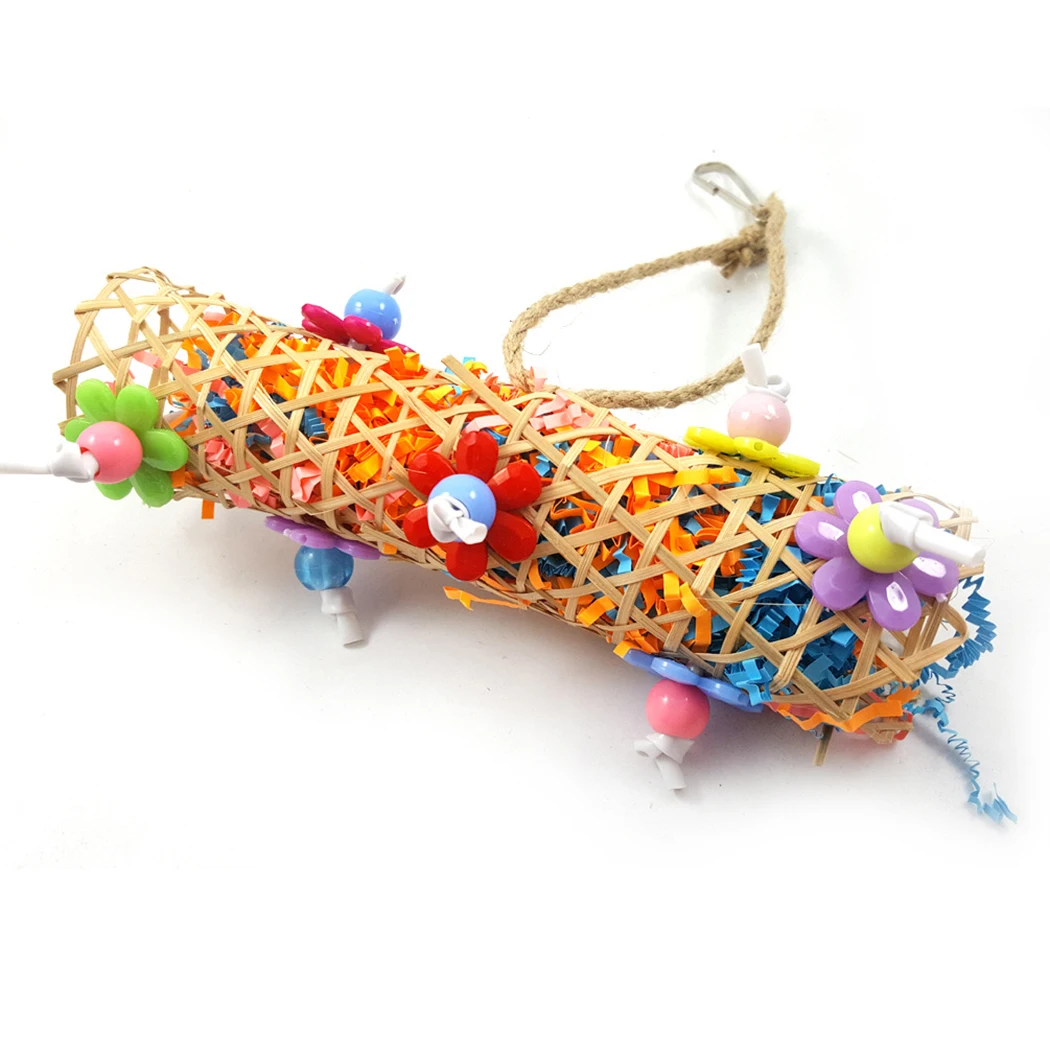 

Bird Toys Parrot Toy For Parakeet Parrot Toy Rattan Paper Natural Tube Shape Bird Chewing Ball Parrot Shredder Toy