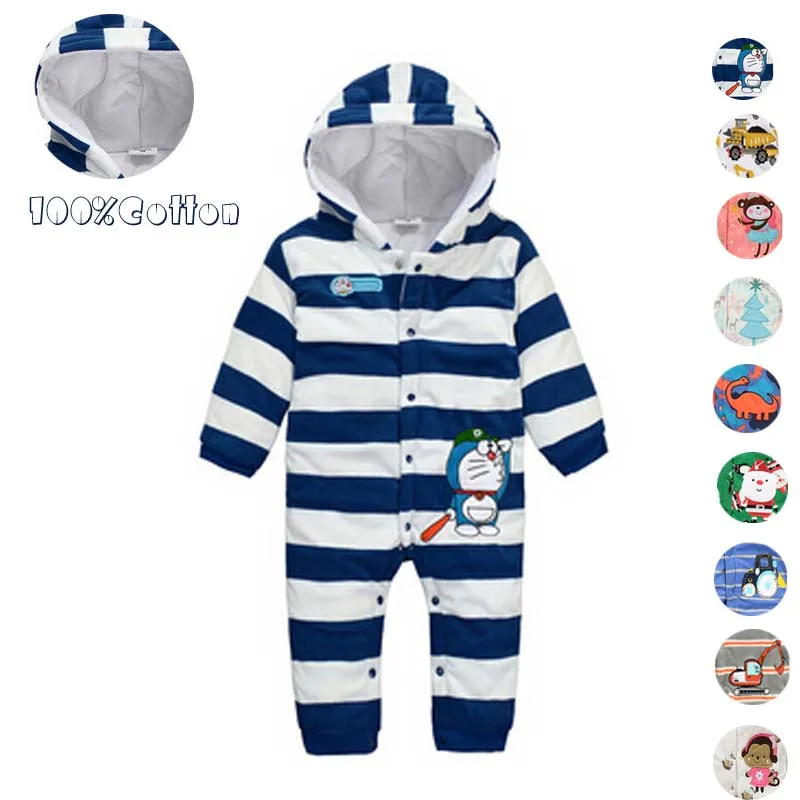 Зимние детские комбинезоны мультяшный стиль Детские коралловые флисовые