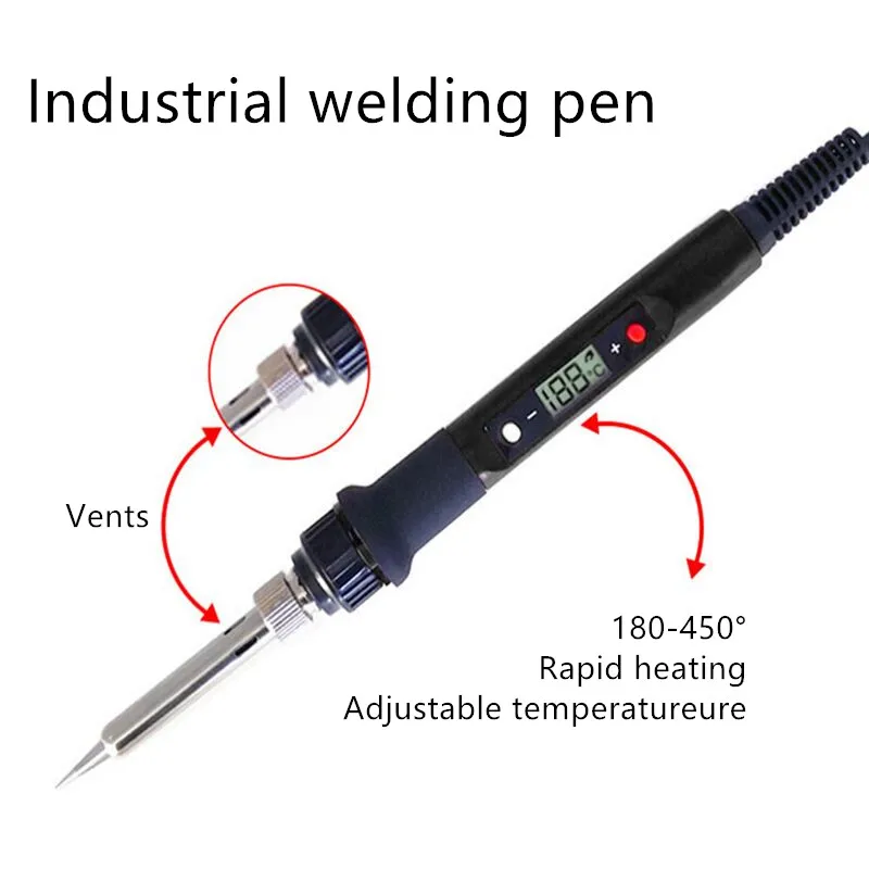 80W Electric Soldering Iron Adjustable Temperature LCD Digital Display 220V Welding Solder Tips Repair Rework Tool Kit | Канцтовары для