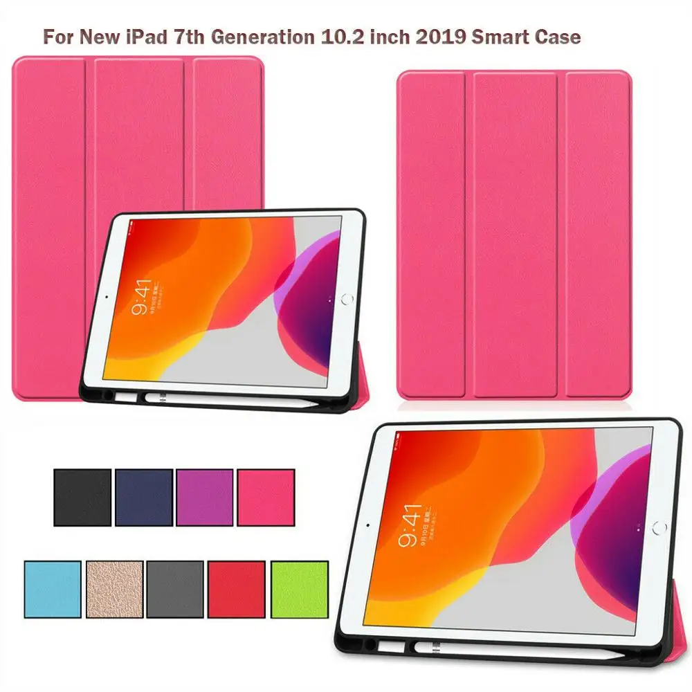 Для iPad 7th 10 2 дюймов 2019 PU кожаный умный чехол тонкий корпус стоящий флип-чехол с