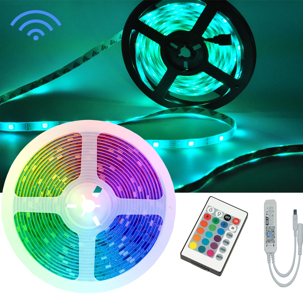 

Смарт-управление Wi-Fi и 24-кнопочный контроллер, водонепроницаемый, IP65, 32,8 футов, ahout, 10 м, подходит для светодиодных ламп дневного света 2835 RGB