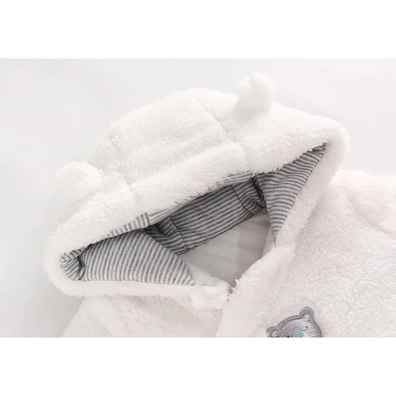 

Autumn Winter Baby Rompers Bear Newborn Baby Faux Lamb Fleece Hoodies Jumpsuit Toddler Romper Girls Clothing TZ452