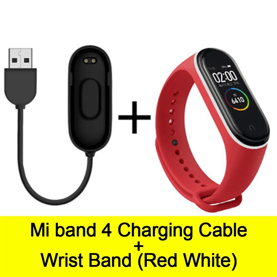 Cable-Red White Usb-кабель для зарядки mi Band 4, шнур для зарядного устройства, Сменный Адаптер для Xiao mi Band 4, NFC, линия для зарядки+ браслеты - Цвет: Cable-Red White
